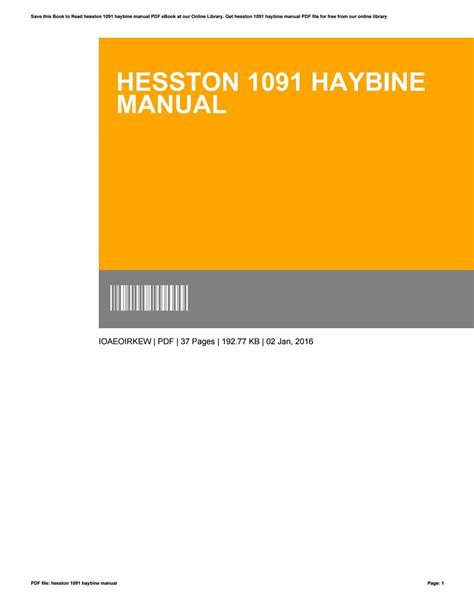 hesston  haybine manual   issuu