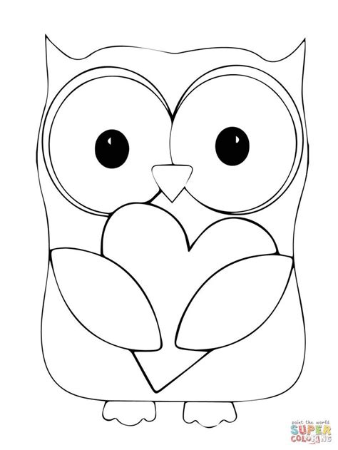 valentine day owl hugging  heart super coloring owl coloring pages