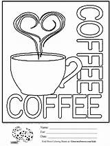 Coffee Coloring Pages Cup Printable Cups Kids Activities Mug Tea Para Colorear Starbucks Colouring Sheets Adult Sheet Anuncios Print Book sketch template