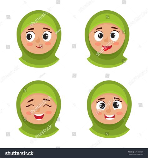 little arab girl hijab happy face stock vector 670709704 shutterstock