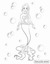 Coloring Mermaid Bubbly Pages sketch template
