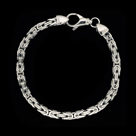 solid sterling silver square byzantine chain bracelet mm  silver touch  modern