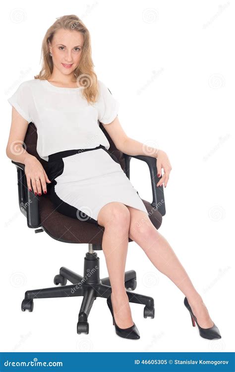 young business woman sitting   office chair stock image image
