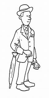 Coloring Pages British Hat His Bowler Umbrella Gentleman English Man Para Colorear 為孩子的色頁 sketch template