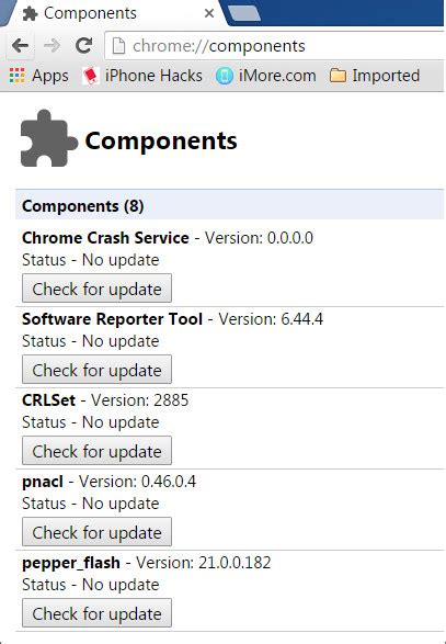 chrome components  update individual components