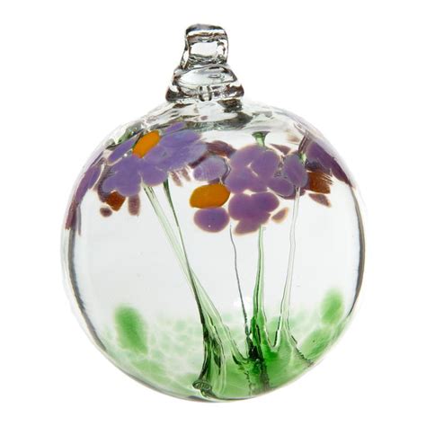Hand Blown Glass Ornament Globe Blossom Best Wishes Orb Ball By Kitras
