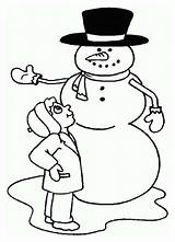 Coloring Tall Kid Little Winter Snowman Mr Young Season sketch template