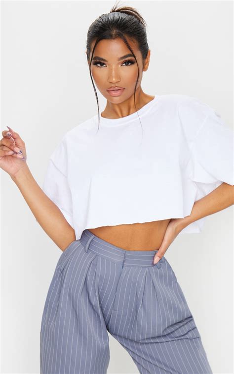 white ultimate crop  shirt tops prettylittlething ca