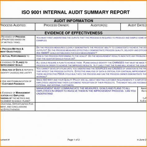 Iso 9001 Internal Audit Report Template 11 Templates Example