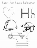 Coloring Helicopter Hat Heart House Built California Usa sketch template