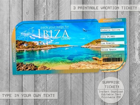 ibiza spain printable vacation surprise trip ticket boarding etsy