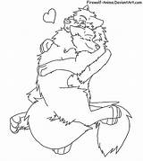 Lineart Hug Firewolf Wolves Pup sketch template