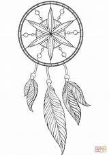Catcher Dream Coloring Pages Dreamcatcher Drawing Tattoo Printable Moon Simple Easy Owl Indian Template Catchers Native Kids sketch template