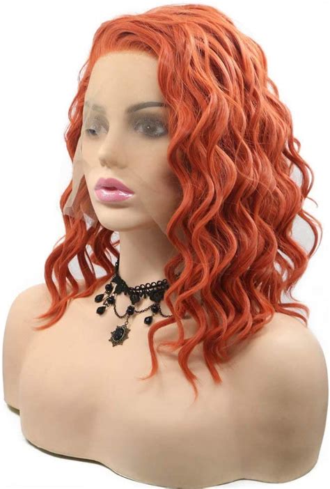 wig copper red color women s cosplay short hair loose wave