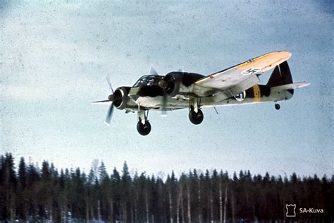 world war ii  color finnish bristol blenheim coming    landing