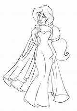 Coloring Princess Pages Jasmine Disney Dress Popular sketch template