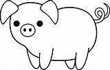 Pig Coloring Cartoon Animal Pages Cute Drawing Clip Printable Baby Simple Animals Pigs Line Templates Choose Board sketch template