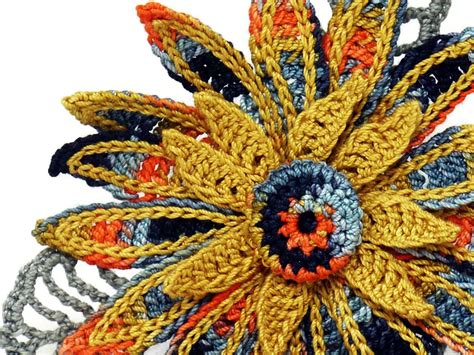 crochet brooch fiber brooch flower pin irish crochet pin daisy