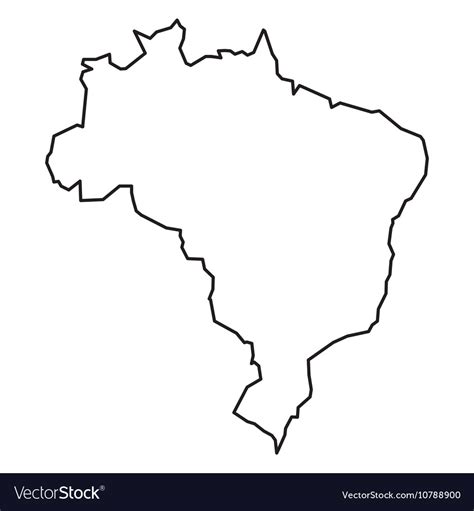 Black Contour Map Of Brazil Royalty Free Vector Image
