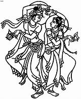 Coloring Dance Indian Dancing Cartoon Clipart Pages India Dancer Clip Cliparts Line Drawing Folk Girl Garba Dancers Library People Krishna sketch template