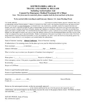 printable child medical consent form notarized templates fillable