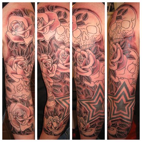 irish street tattoo skull roses sleeve irish st tattoo