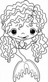 Curly Hair Coloring Pages Girl Long Mermaid Printable Drawing Getdrawings Getcolorings Color sketch template