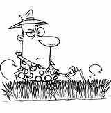 Grass Coloring Pages Mowing Man Tall sketch template