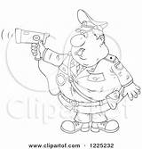 Police Gun Radar Clipart Chubby Blowing Outlined Whistle Holding Offer Illustration Royalty Bannykh Alex Vector Regarding Notes sketch template