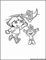 Dora Coloring Pages Explorer Boots Map Fun Colouring sketch template