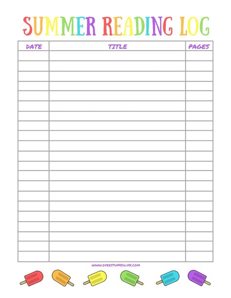 reading log printable