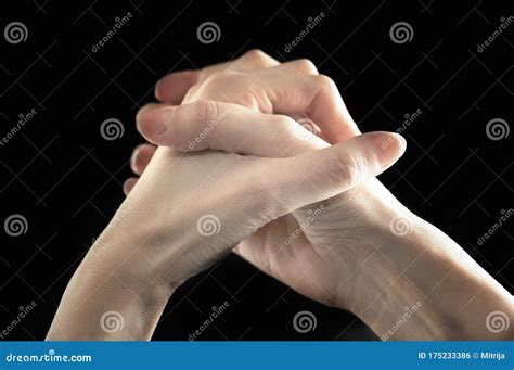 clasped hands stock photo image  affectionate