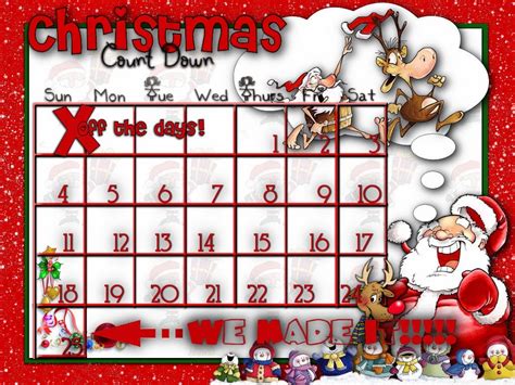 christmas  countdown hd calendar  kids printable