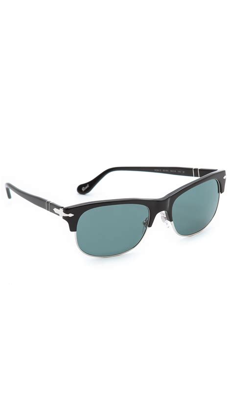 Persol Clubmaster Polarized Sunglasses In Black For Men Shiny Black