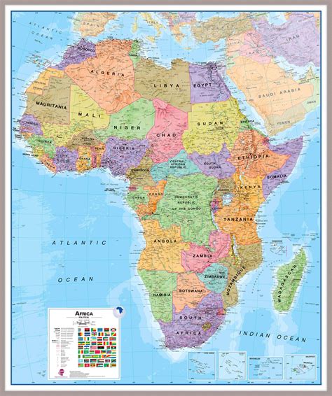 huge africa wall map political pinboard framed silver