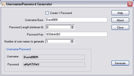 generate multiple username password