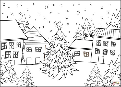 christmas village coloring pages   top   famous