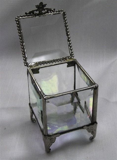 Silver Stained Glass Jewelry Box Keepsake Box Rosary Box Ring
