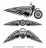 Biker Ruota Ali Crani Etichette Bici Fiets Schedels Vleugels Etiketten Wiel sketch template