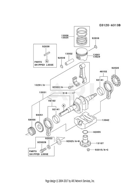 kawasaki fed ds  stroke engine fed parts diagram  pistoncrankshaft