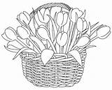 Basket Coloring Flowers Pages Tulips Beautiful Flower Tocolor Drawing Color Kids Stamps Print Utilising Button Bird Spring Drawings Grab Could sketch template