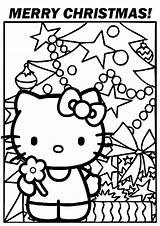 Coloring Christmas Pages Kitty Hello Xmas sketch template