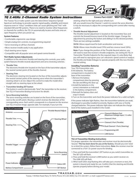 tq ghz  channel radio system instructions traxxas