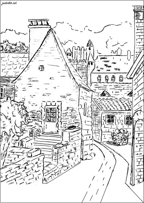 christmas village houses coloring pages