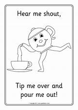 Teapot Little Colouring Rhyme Nursery Related Items Sheets sketch template