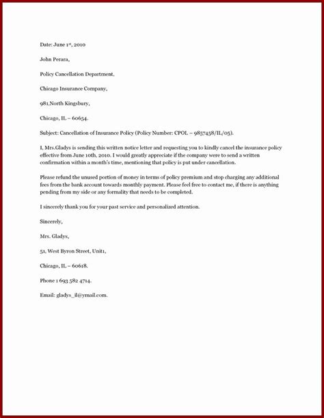 insurance cancellation letter template fresh  sample letter  cancel