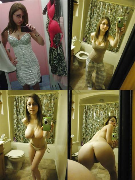 Amateur Self Shot Selfie Montage Before And After Dressed