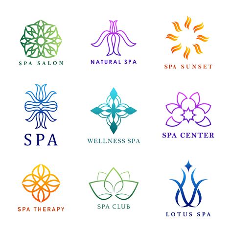 set  colorful spa logo vectors   vectors clipart