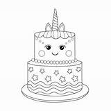 Kleurplaat Taart Unicorn Eenhoorn Regenboog Cupcake Moeilijk Downloaden Omnilabo Verjaardag sketch template