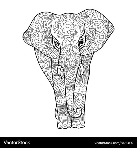 elephant coloring book  adults royalty  vector image